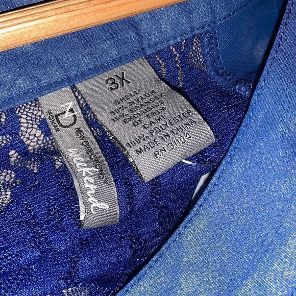 NWT Blue Sheer Lace Double Layered Floaty Top Size 3X - Picture 15 of 16